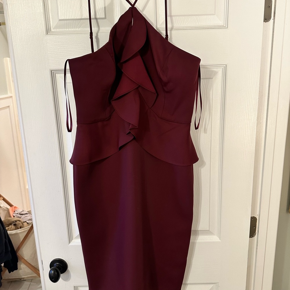 Elegant Burgundy High Neck Dress - BCBG